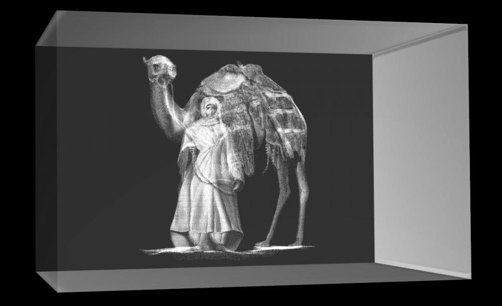 3D Glasquader Beduine mit Kamel 3D Glasquader Beduine mit Kamel