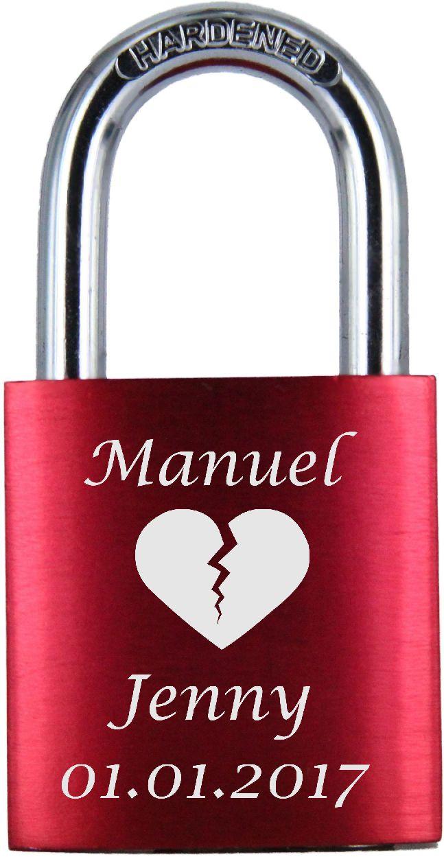 LoveGoals Liebesschloss Motiv M010 - Farbe: Rot