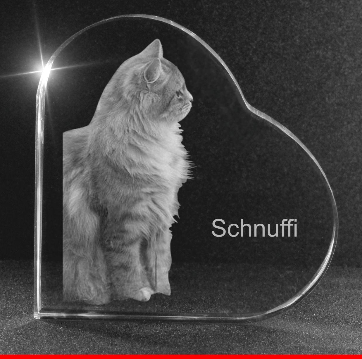 2D Glasherz mit Wunschfoto / Wunschtext - Größe: L (=60x60x19mm)