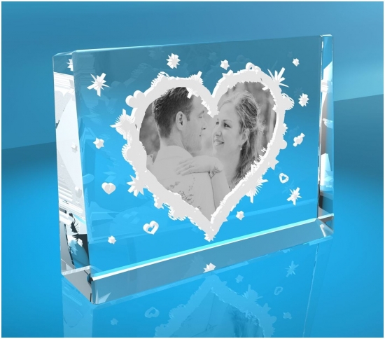 2D Glasfoto Fotoframe XL Motiv Herz mit Deinem Wunschfoto