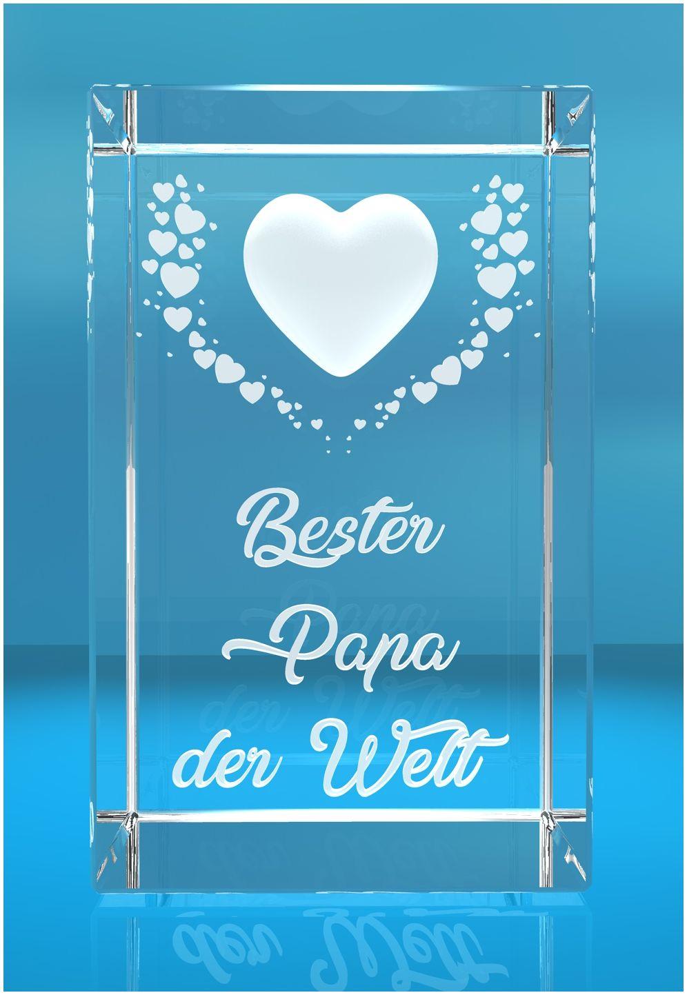 VIP-LASER   3D Kristall   Motiv: Fliegende Herzen   Bester Papa der Welt