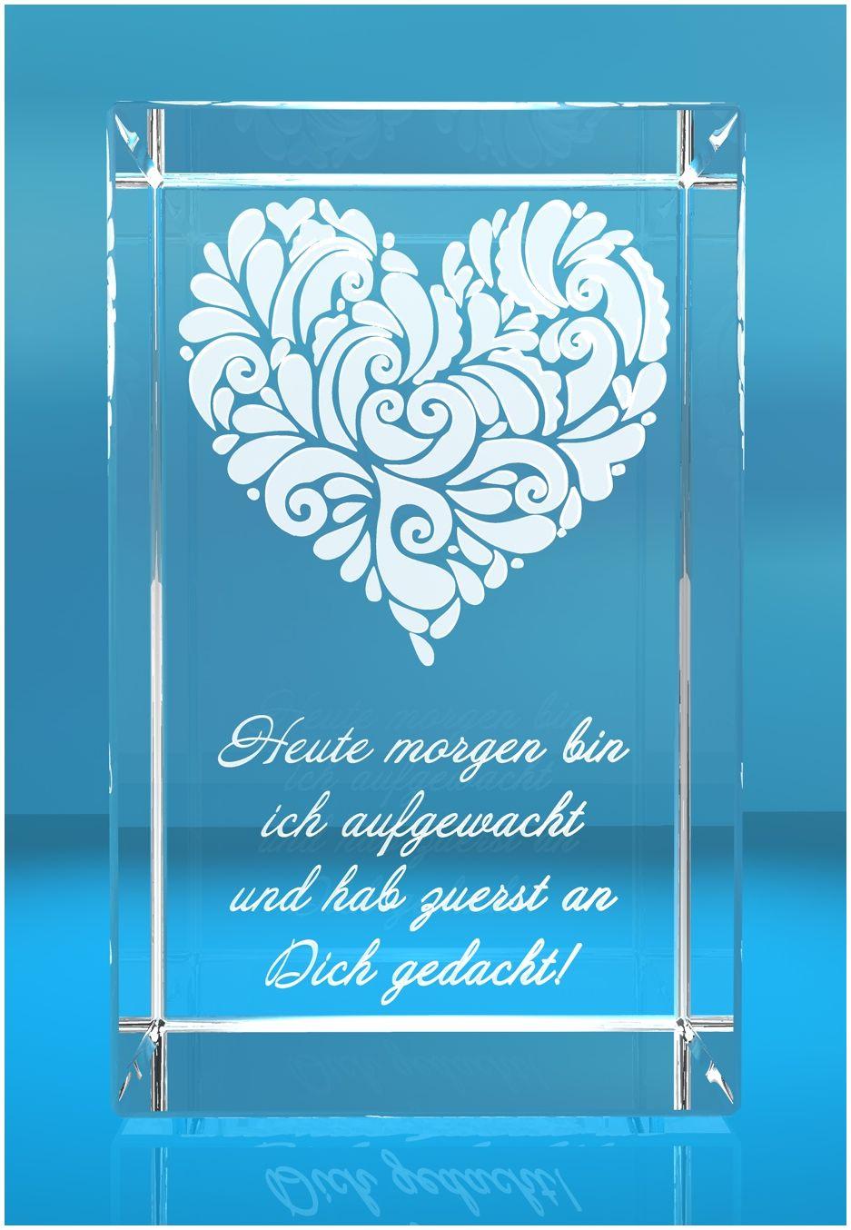 3D Glasquader verziertes Herz Heute morgen bin ich aufgewacht und hab zuerst an Dich gedacht! 3D Glasquader verziertes Herz Heute morgen bin ich aufgewacht und hab zuerst an Dich gedacht!