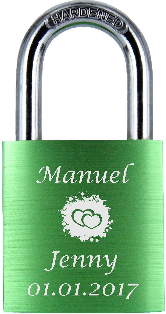 LoveGoals Liebesschloss Motiv M011 - Farbe: Grün