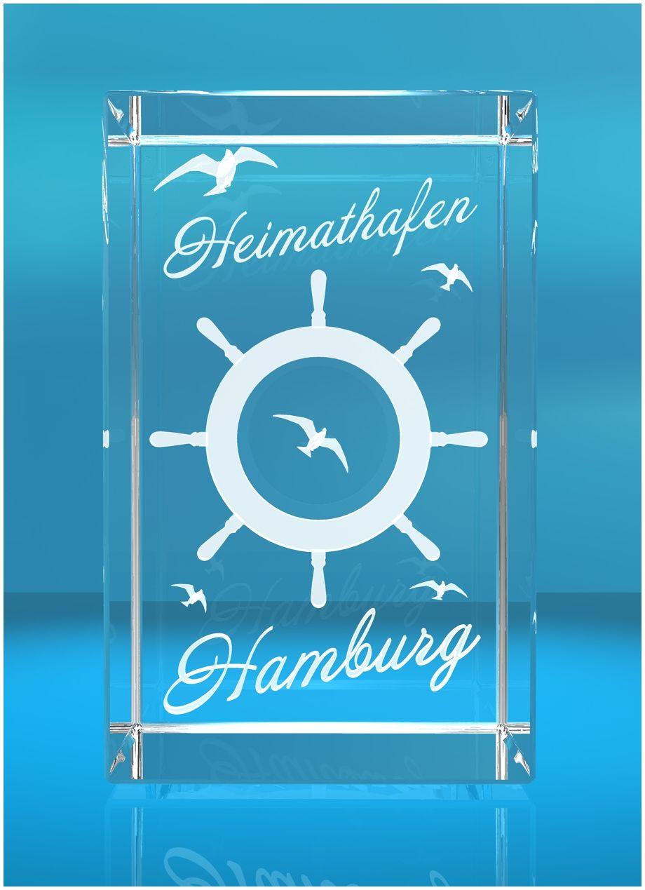 3D Glasquader I Hamburg I Steuerrad mit Text Heimathafen 3D Glasquader I Hamburg I Steuerrad mit Text Heimathafen