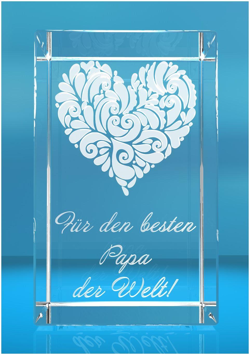 3D Glasquader I Motiv: Verziertes Herz Bester Papa der Welt 3D Glasquader I Motiv: Verziertes Herz Bester Papa der Welt
