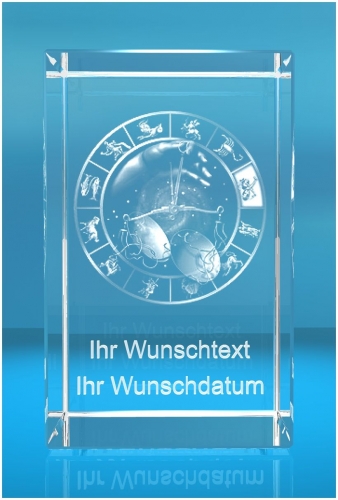 3D Glasquader Motiv: Sternzeichen Waage + Wunschtext 3D Glasquader Motiv: Sternzeichen Waage + Wunschtext