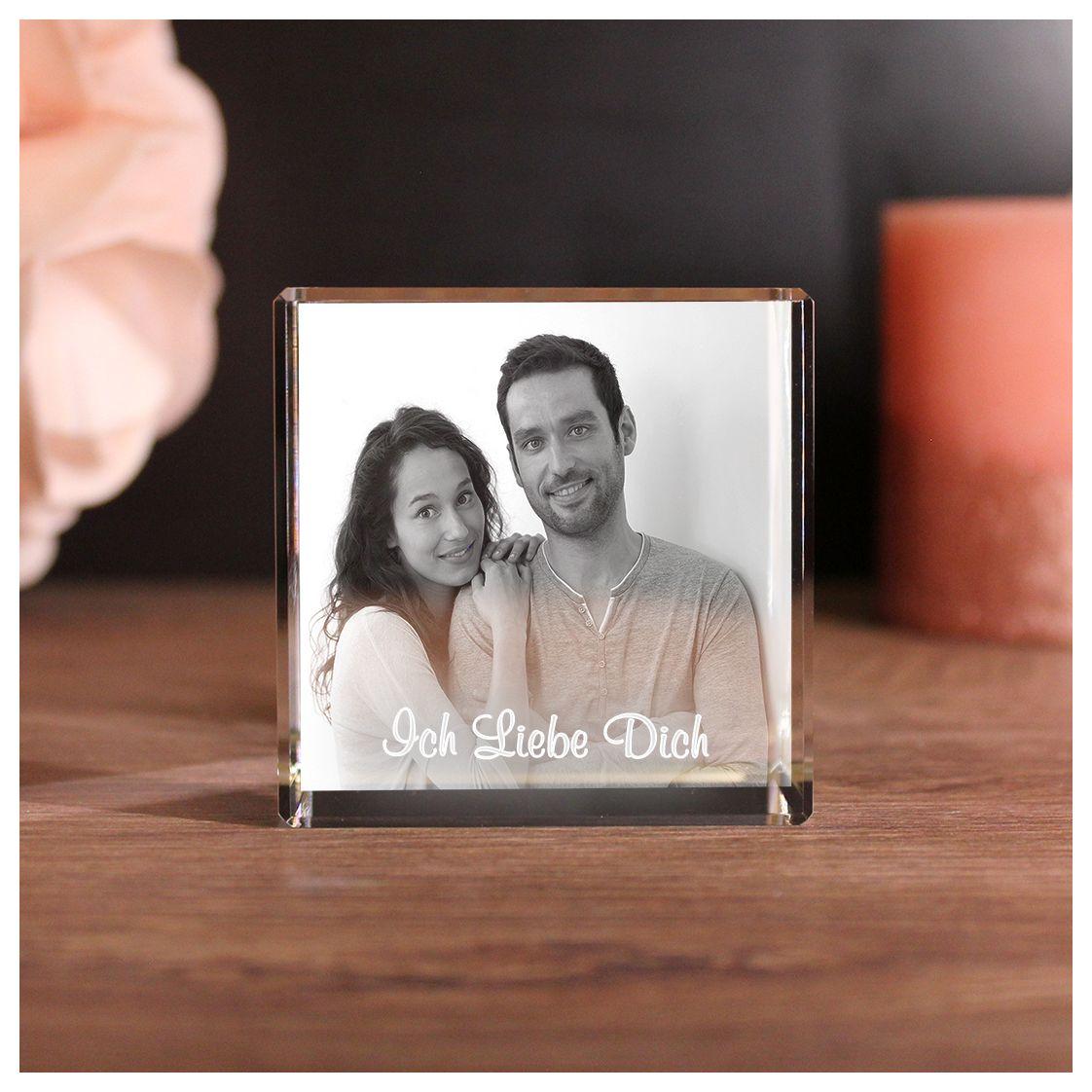 2D Glasfoto Würfel mit Deinem Wunschfoto und Wunschtext