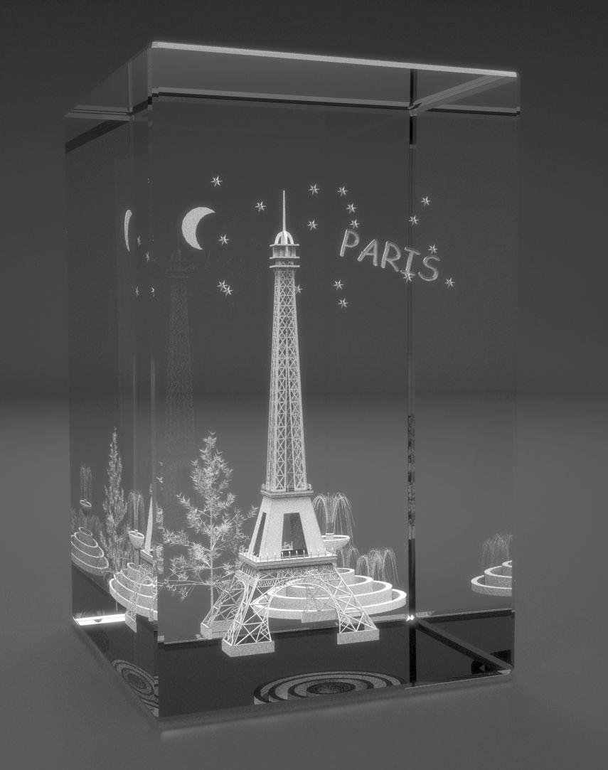 3D Glasquader Motiv: Eiffelturm von Paris (Motiv 2) 3D Glasquader Motiv: Eiffelturm von Paris (Motiv 2)