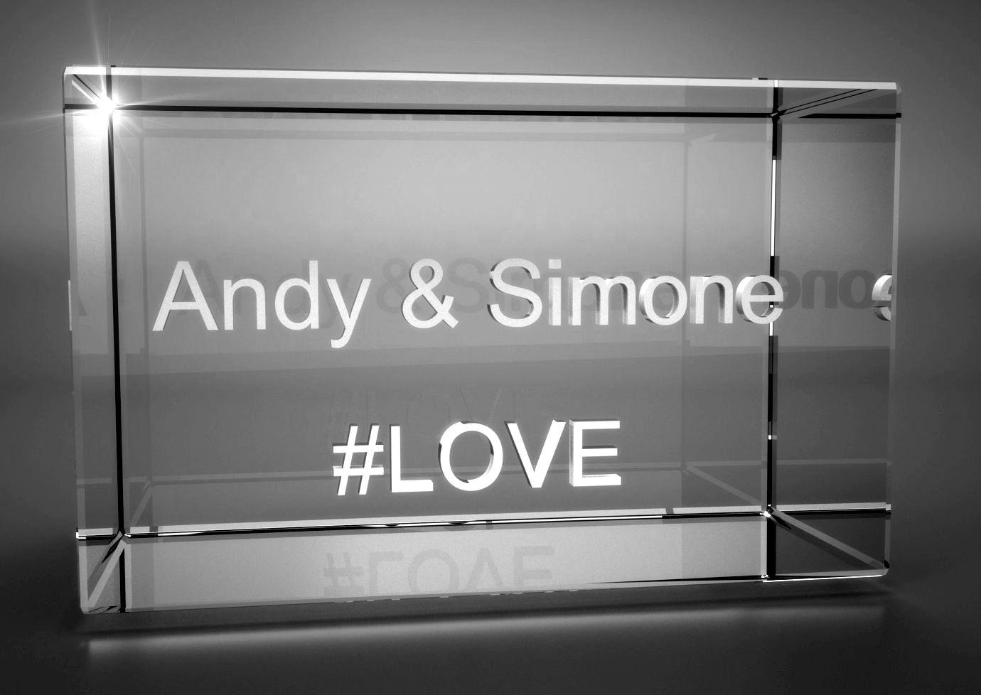 3D Glasquader Motiv Hashtag #LOVE + Wunschtext 3D Glasquader Motiv Hashtag #LOVE + Wunschtext