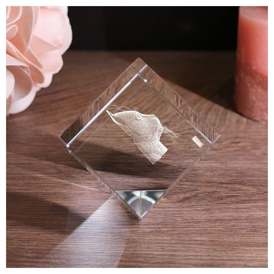 3D Glasfoto Corner-Cut Würfel mit Deinem Wunschfoto und Wunschtext
