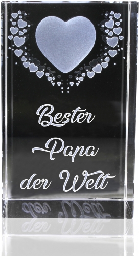 VIP-LASER   3D Kristall   Motiv: Fliegende Herzen   Bester Papa der Welt