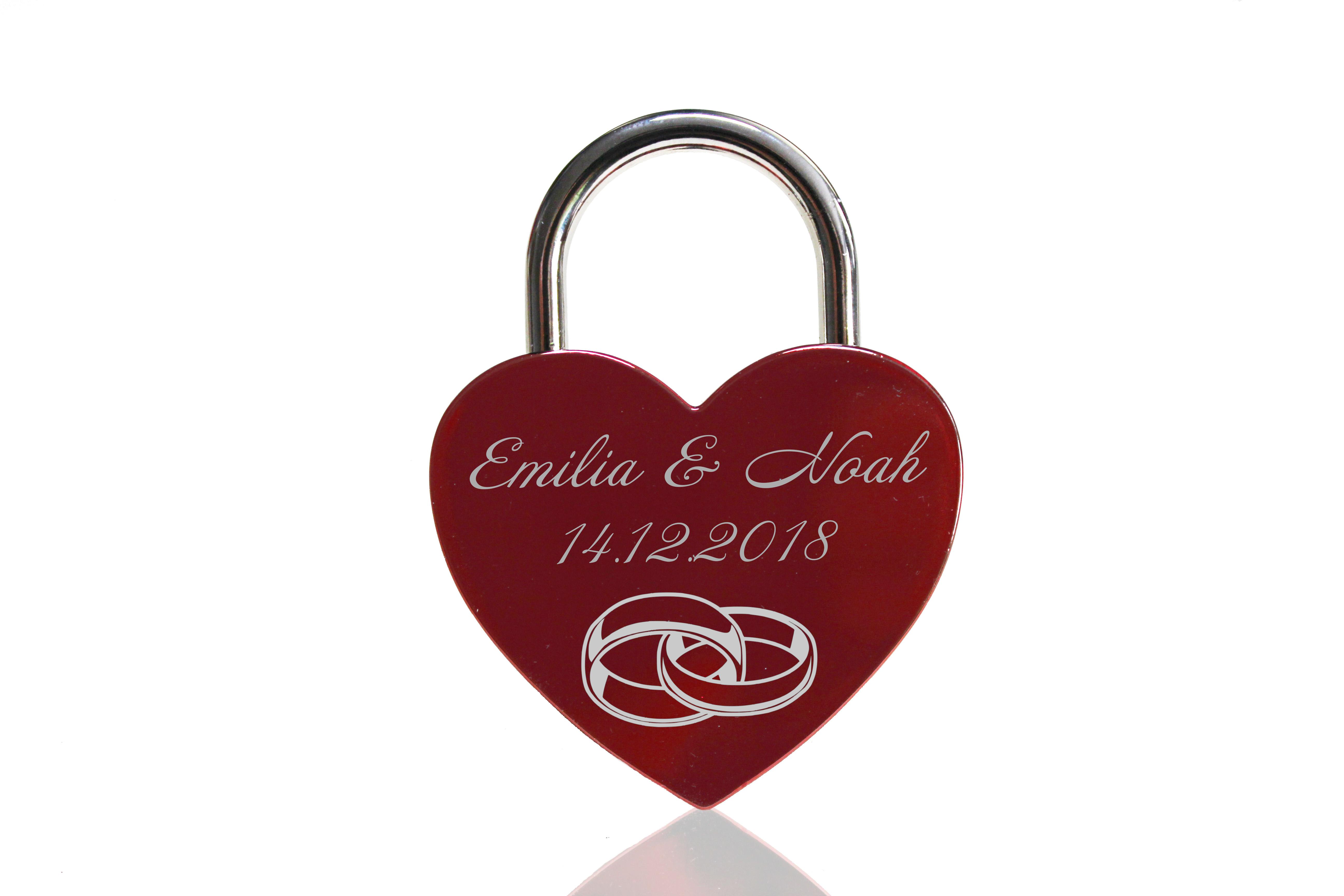 ELUNO Herz Liebesschloss mit Gravur und Schlüssel zum Valentinstag Geburtstag