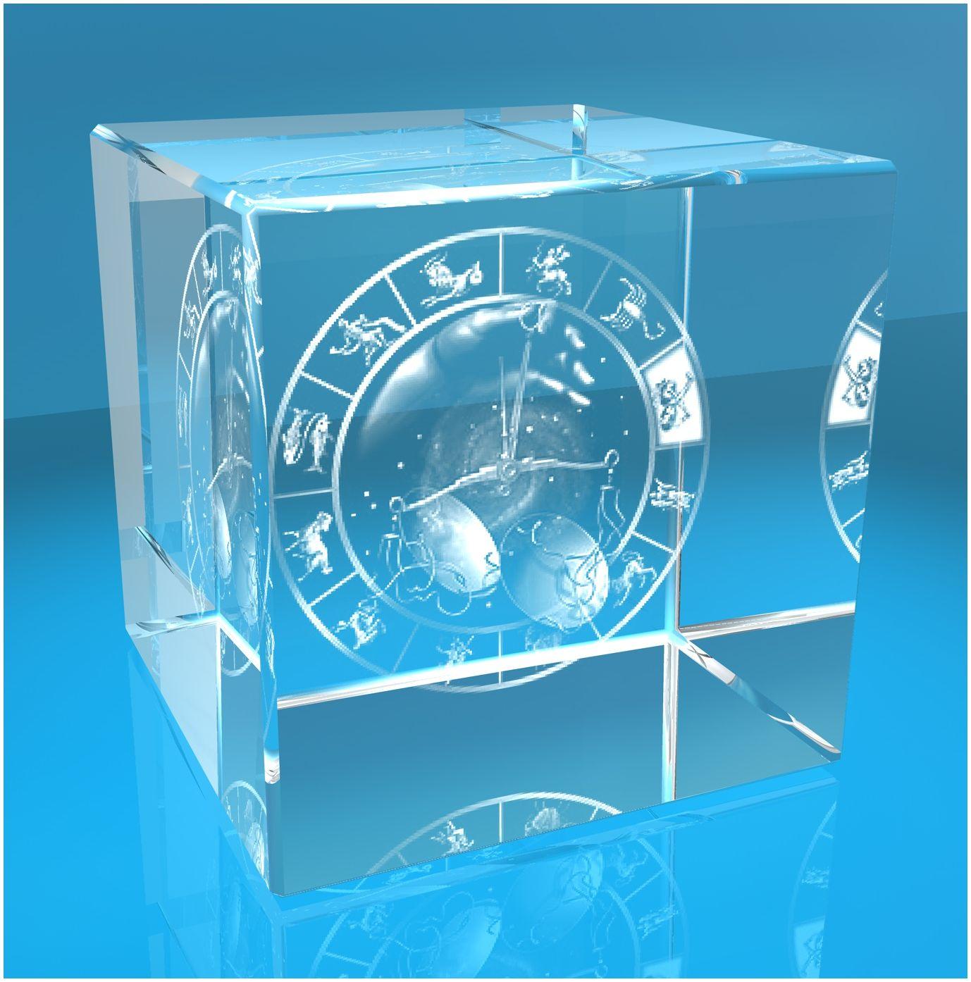 3D Glaswürfel   Motiv: Sternzeichen Waage