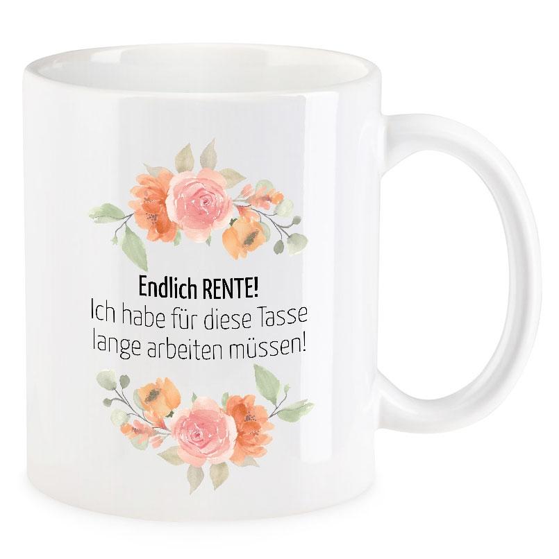 VIP-LASER Kaffee-Tasse Blütendekor mit witzigem Spruch | Endlich Rente! Ich habe für diese Tasse lange arbeiten müssen! VIP-LASER Kaffee-Tasse Blütendekor mit witzigem Spruch | Endlich Rente! Ich habe für diese Tasse lange arbeiten müssen!