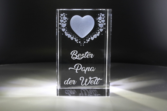 VIP-LASER   3D Kristall   Motiv: Fliegende Herzen   Bester Papa der Welt