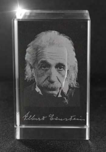 3D Glasquader   Motiv: 3D Autogramm Albert Einstein