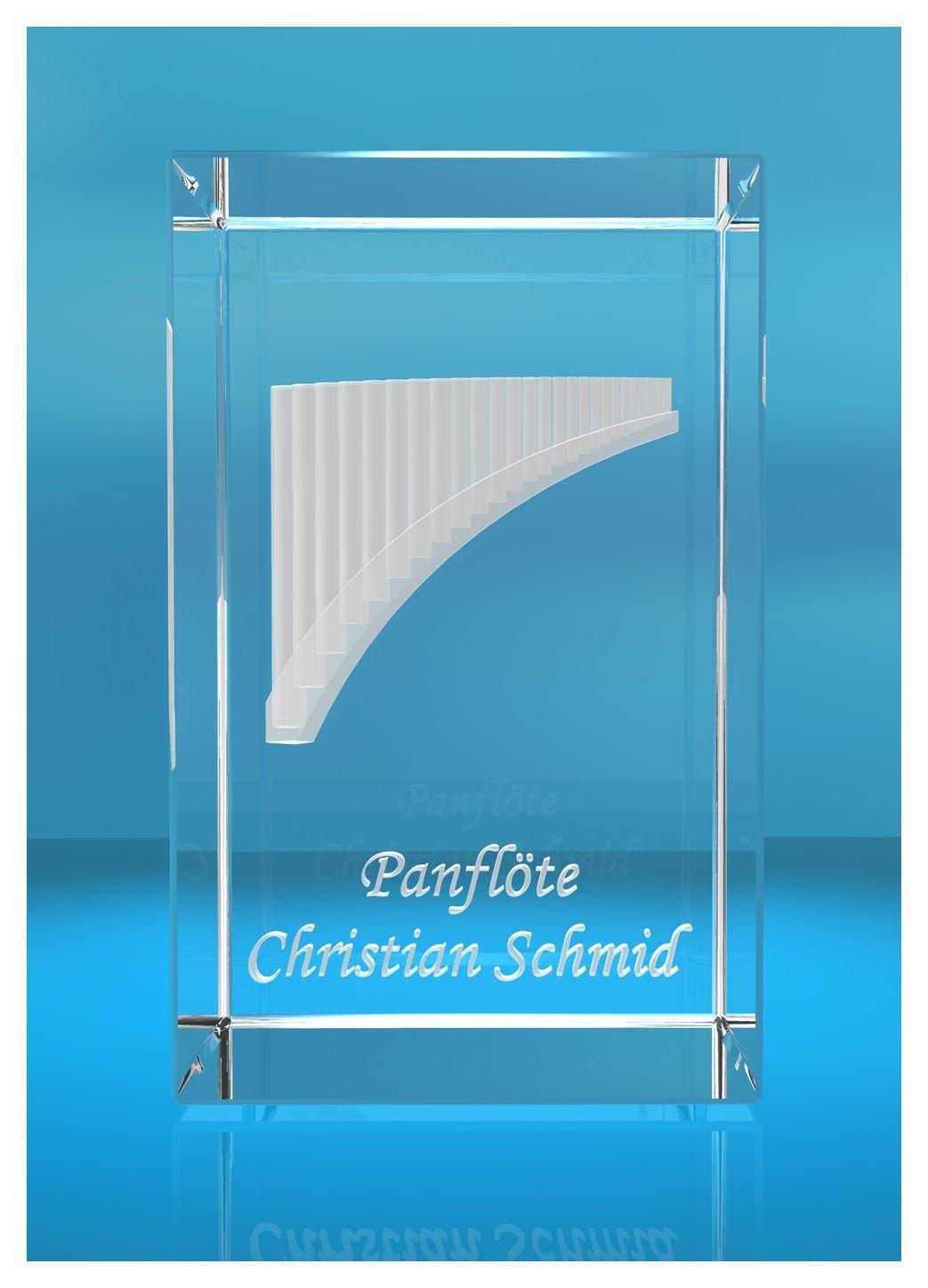 3D Glasquader |Panflöte mit Wunschnamen |Blasinstrument |Geschenk für Panflötespieler Musiker Orchester 3D Glasquader |Panflöte mit Wunschnamen |Blasinstrument |Geschenk für Panflötespieler Musiker Orchester
